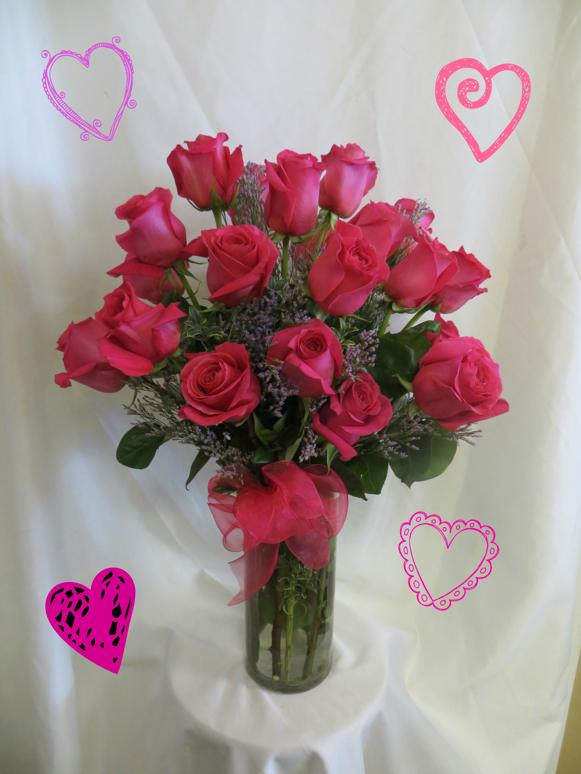 two dozen hot pink roses for valentines day houston delivery